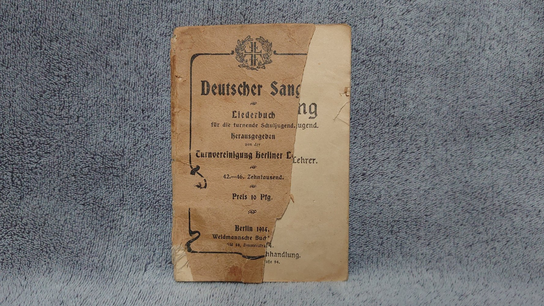 Buch Turnvereinigung Berliner Lehrer Deutscher Sang Liederbuch für die turnende Schuljugend Weidmannsche Buchhandlung 1914