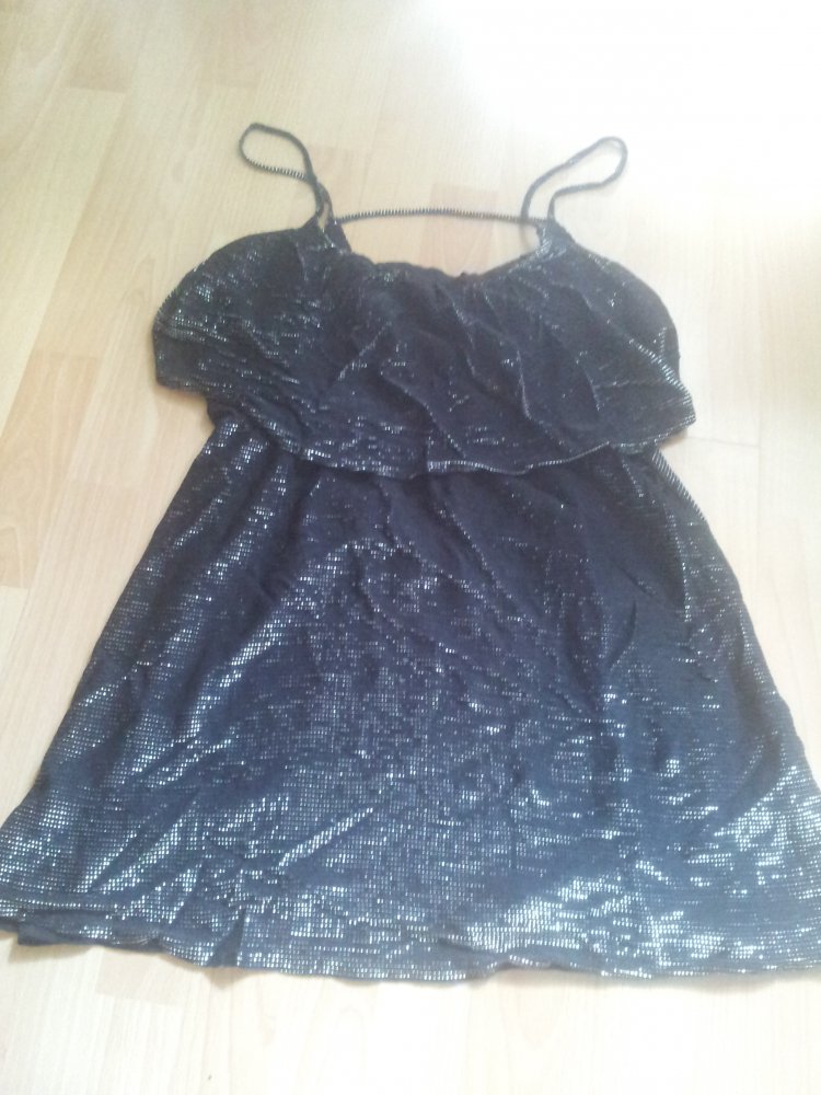 Minikleid Kleid H&M schwarz silber raffinierter Rücken Gr. L