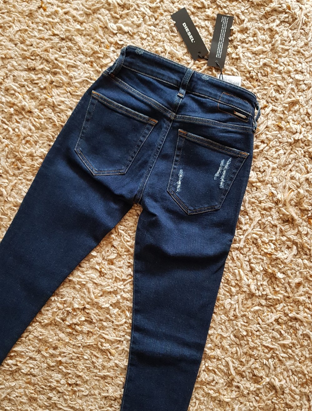 Diesel Slandy Skinny Jeans dunkelblau Used Look W23L23 neu