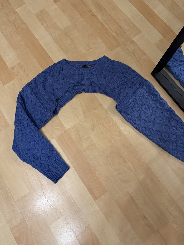 Shein Crop Strickpullover blau S 36