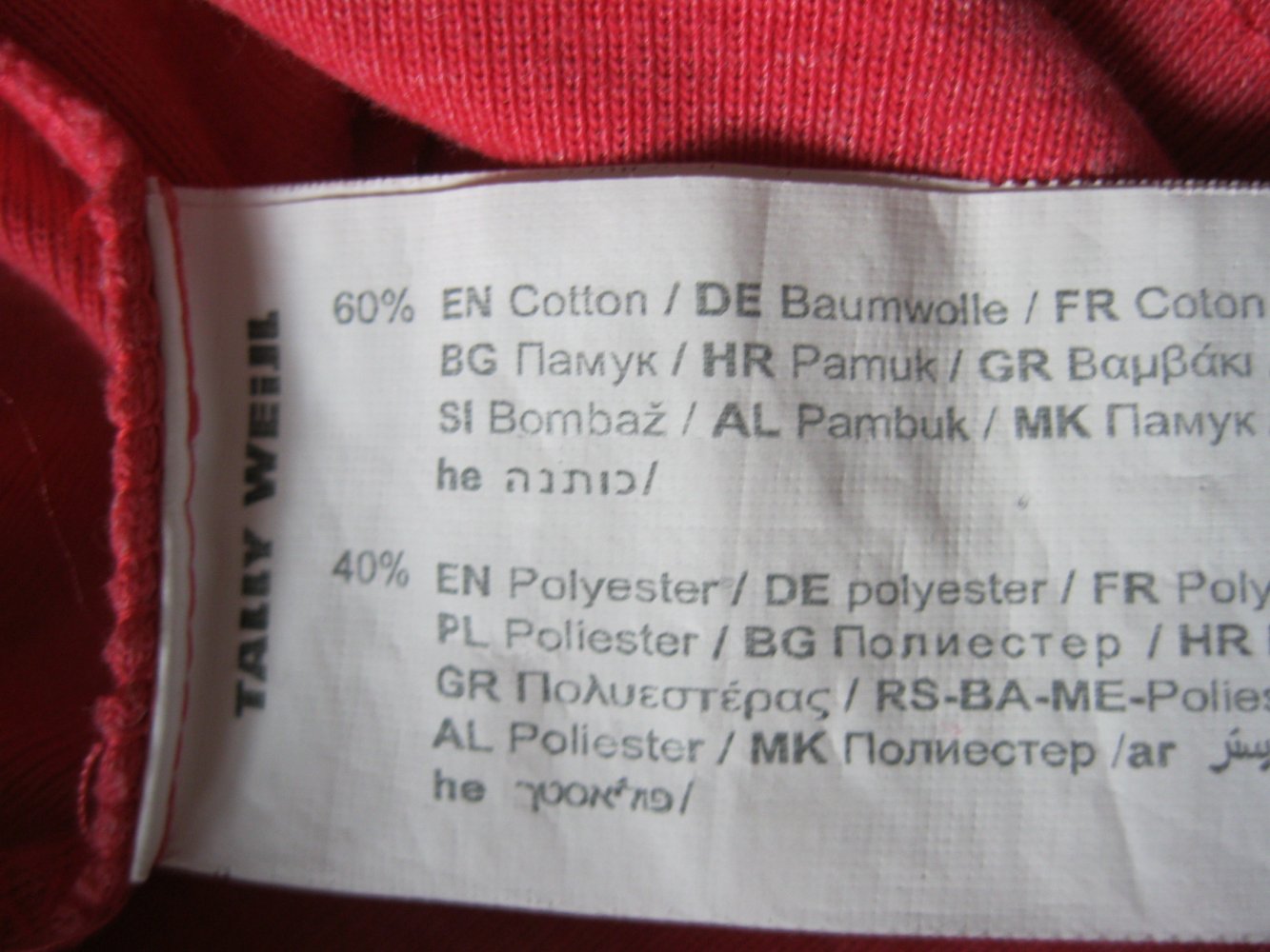 T-Shirt # Croped # Tally Weijl # 60% Baumwolle # rot # L